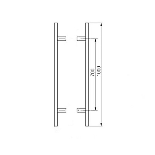 Ручка скоба PROFIT Bergama 1000/700.90 (комплект) труба 40*20 нержавіюча сталь матова - Фото №2