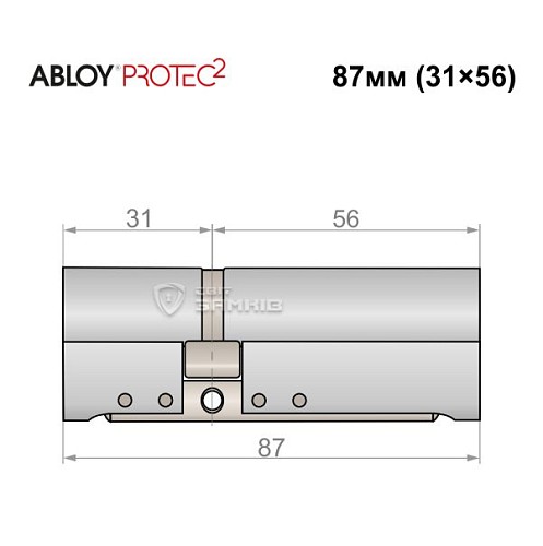 Циліндр ABLOY Protec2 87 (31*56) хром полірований - Фото №4