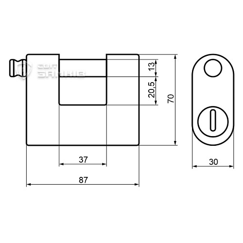 Замок навесной VIRO MONOLITH 4144 (3 ключа) - Фото №10