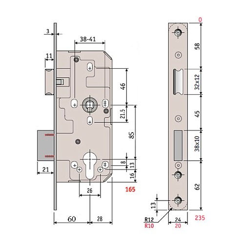 Механизм замка SANTOS 785 (BS60*85мм) матовая латунь - Фото №7