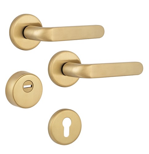 Ручки на розетте с протектором ROSTEX Rotondum нержавеющая сталь матовая титан PVD - Фото №1