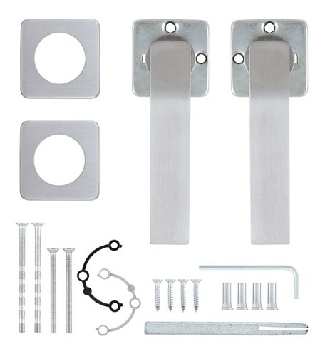 Ручки на розеті ROSTEX Treviso H50 нержавіюча сталь матова - Фото №2