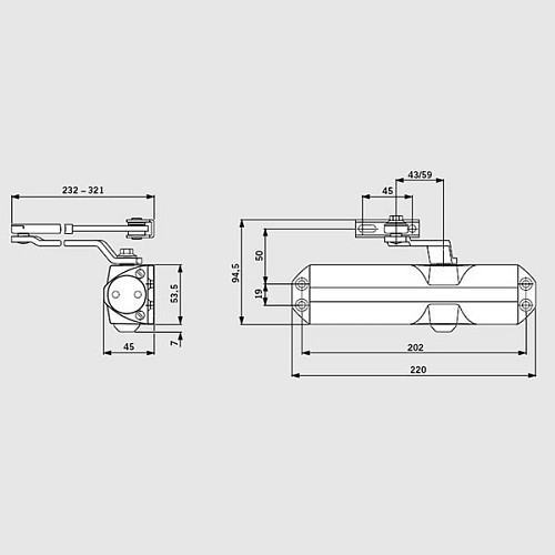 Дотягувач DORMA TS68 EN2/3/4 STD HO стандартна тяга з фіксацією до 80кг Білий - Фото №6