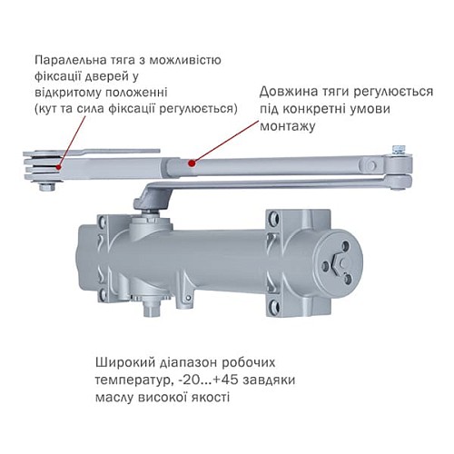 Дотягувач RYOBI DS-4550P BC/DA PRL HO з фіксацією до 200кг Сірий - Фото №5