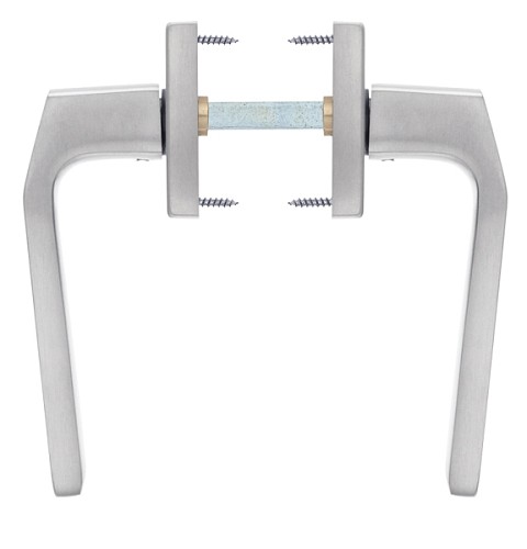 Ручки на розетте с протектором ROSTEX Quadrum нержавеющая сталь матовая - Фото №5