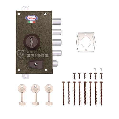 Замок накладной POTENT 1735 (BS45мм) левый 3 ключа - Фото №5