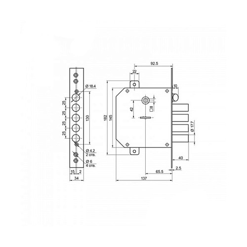 Механизм замка MOTTURA 89.723D5000 (BS66*42мм) R правый - Фото №8