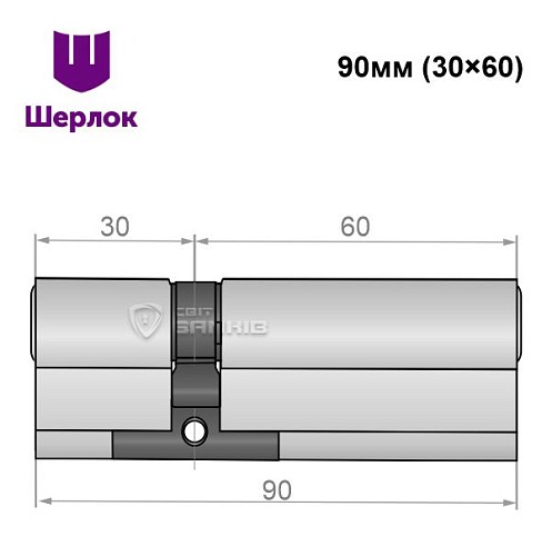 Циліндр SHERLOCK HK 90 (30*60) нікель сатин - Фото №5