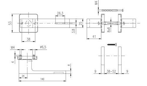 Ручки на розеті ROSTEX Ravena Lumino H53 нержавіюча сталь чорна - Фото №2
