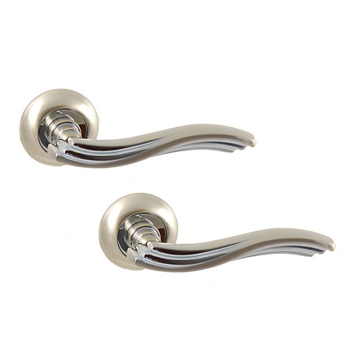 Ручки на розетте SIBA Imperia (R02) матовый никель/хром  - Фото №1