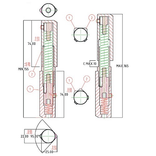 Завіс приварний з пружиною ALDEGHI LUIGI 1254AL155SS 155 мм лівий - Фото №7