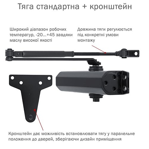 Доводчик RYOBI D-2055V BC UNIV до 100кг FIRE Серый Антрацит - Фото №3