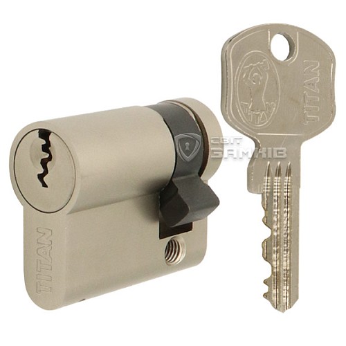 Цилиндр половинка TITAN K1 ML 40 (30*10) никель сатин 3 ключа - Фото №1