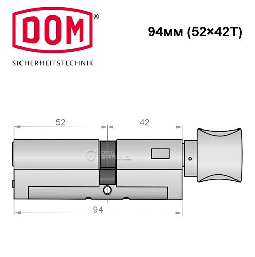 Циліндр DOM Diamant 94T (52*42T) нікель сатин - Фото №5