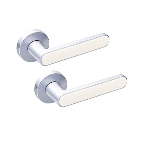 Ручки на розеті GAVROCHE Barium Ba-Z28 MSCB/White італійський сатин/білий - Фото №1