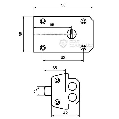 Замок накладной ГОЛЕОЛ ЗН 5 (BS55мм) 4 ключа - Фото №5
