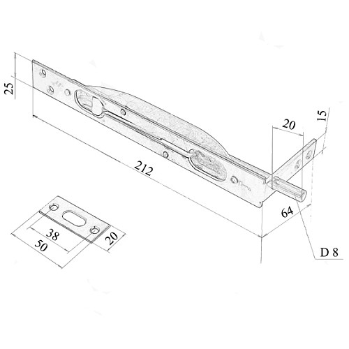 Шпингалет большой KUROWSKI K2 большой оцинкованный - Фото №3