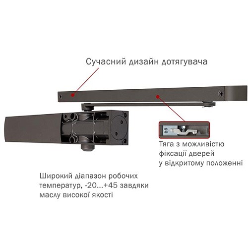 Доводчик RYOBI D-1200T SLD HO  с фиксацией до 40кг Бронза Металлик - Фото №5