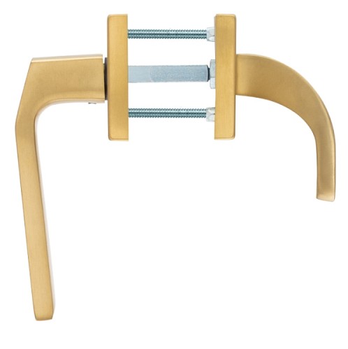 Ручки на розетте с протектором ROSTEX Quadrum фиксированная-нажимная нержавеющая сталь матовая титан PVD - Фото №5