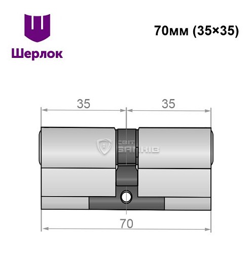 Циліндр SHERLOCK HK 70 (35*35) нікель сатин - Фото №5