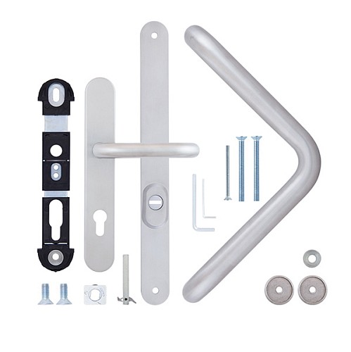 Ручка скоба ROSTEX V 390 фіксована-нажимна 85 (комплект) нержавіюча сталь матова - Фото №7