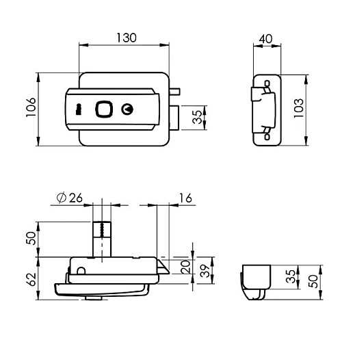 Электромеханический замок ISEO 51N115 накладной (BS50/60/70/80мм) открывание наружу - Фото №3