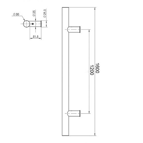 Ручки скобы WALA P10 1600/1200.90(комплект) труба 30 нержавеющая сталь М304 - Фото №8