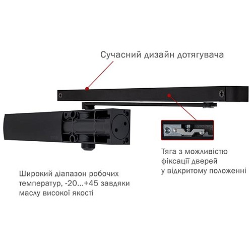 Доводчик RYOBI D-1200T SLD HO  с фиксацией до 40кг Черный - Фото №5