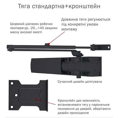 Доводчик RYOBI D-1200P (U) UNIV до 80кг Серый Антрацит - Фото №3