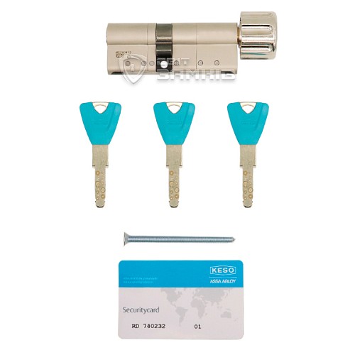 Цилиндр KESO 8000 105T (60*45T) никель сатин 3 ключа - Фото №6