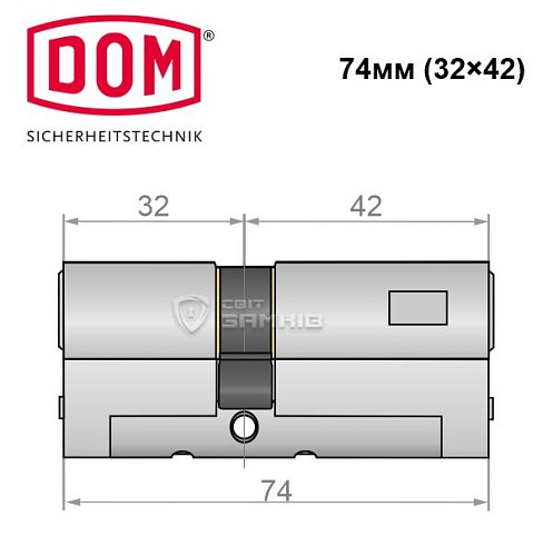 Цилиндр DOM Diamant 74 (32*42) никель сатин - Фото №4