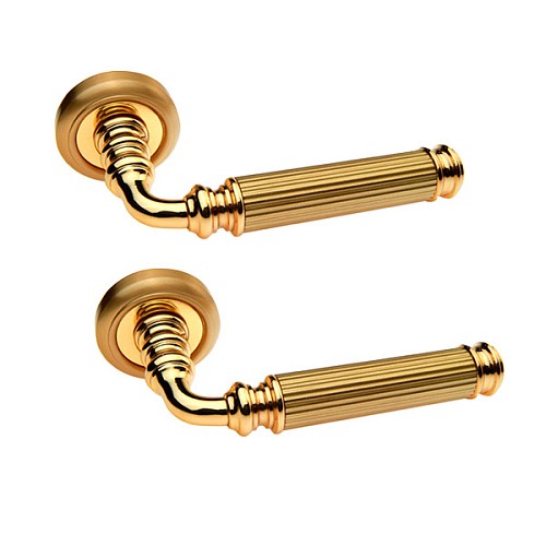 Ручки на розетте FADEX Rania 246V L03 латунь полированная/латунь матовая - Фото №1