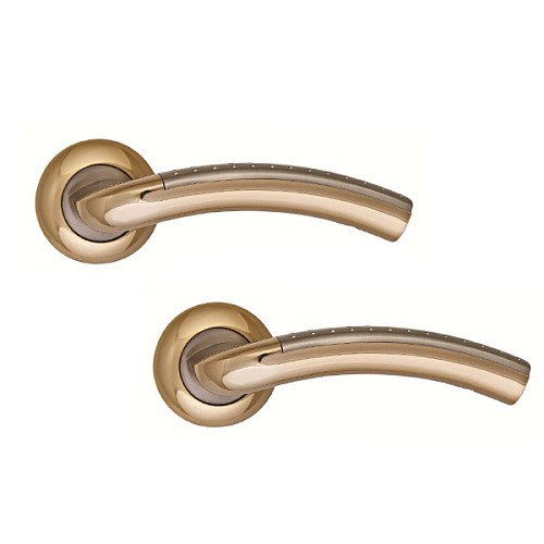 Ручки на розетте SIBA Bari (R02) матовая латунь/полированное золото  - Фото №1